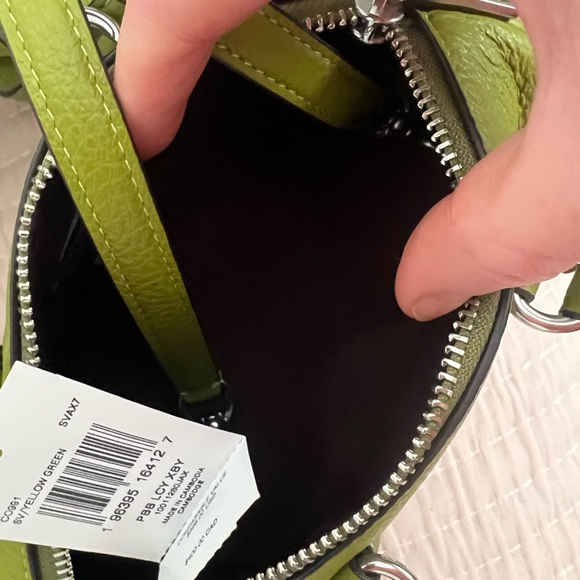 Coach Rowan Satchel mini 2 way bag, Citron Green Cross Grain Leather Handbag - Picture 8 of 9